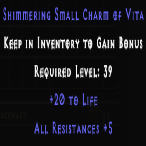 Shimmering Small Charm of Vita +20 Life +5 All Resistances