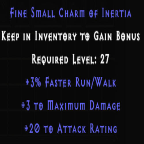 Fine Small Charm of Inertia +3% FRW +3 Maximum Damage +20 AR
