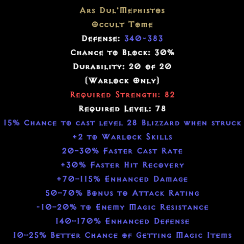 Ars Dul'Mephistos item description D2RGEAR