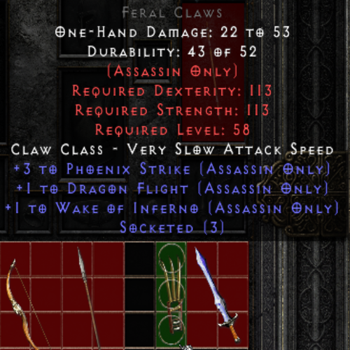 Feral Claws 3os +3 PHOENIX STRIKE +1 DRAGON FLIGHT +1 WAKE OF INFERNO