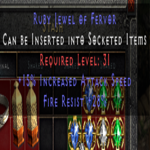 Ruby Jewel of Fervor 15 IAS 28 FR 31 LVL REQ (Blue)