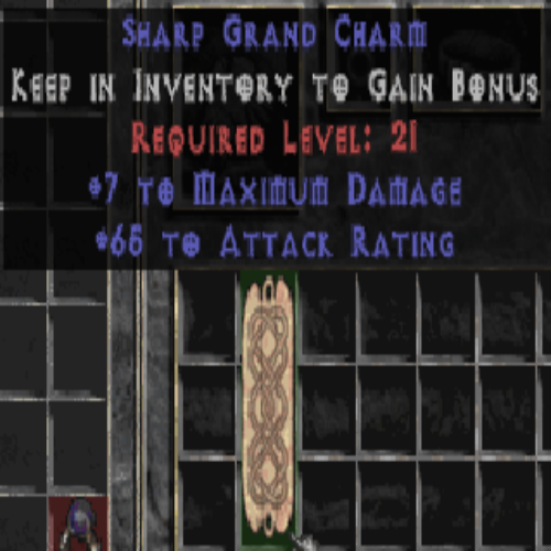 Sharp Grand Charm 7 Max DMG 65 AR LVL 21 REQ