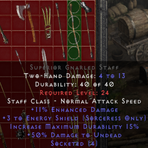 Gnarled Staff 4os 3 ENERGY SHIELD 11 ED 15 IMD