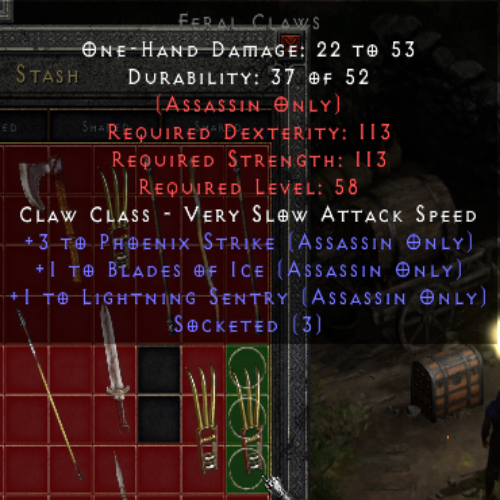 Greater Claws 3os +3 PHOENIX STRIKE +1 BLADES OF ICE +1 LIGHTNING SENTRY