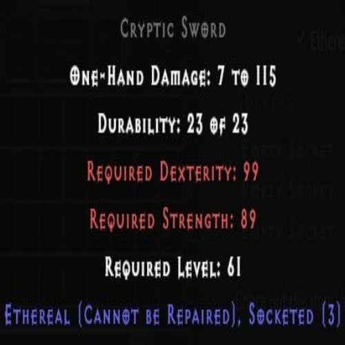 Cryptic Sword Ethereal 3 Sockets