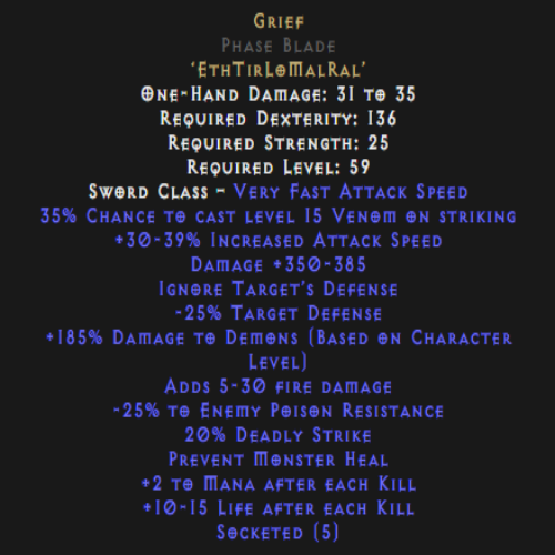 Grief Phase Blade 30-39 IAS 350-385 DMG Description