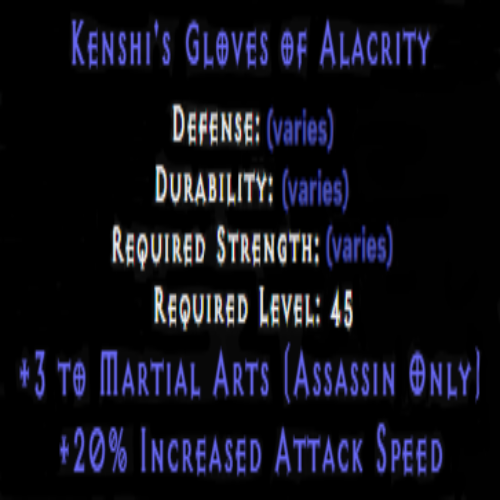 Kenshi's Gloves of Alacrity 3 MA 20 IAS