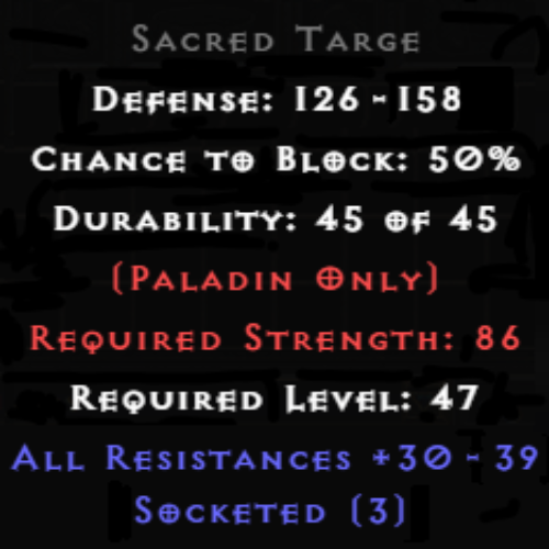 Sacred Targe 3 Sockets 30-39 All Res