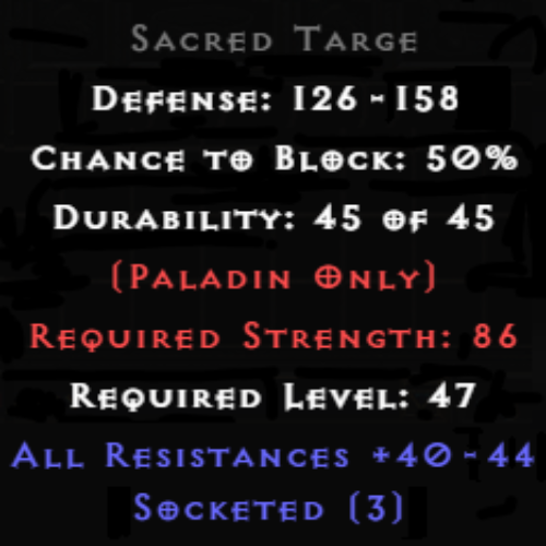 Sacred Targe 3 Sockets 40-44 All Res