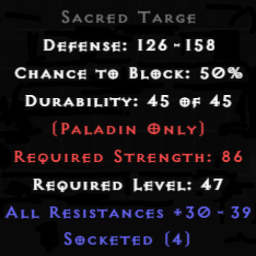 Sacred Targe 4 Sockets 30-39 All Res