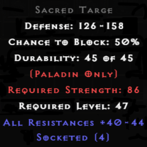 Sacred Targe 4 Sockets 40-44 All Res