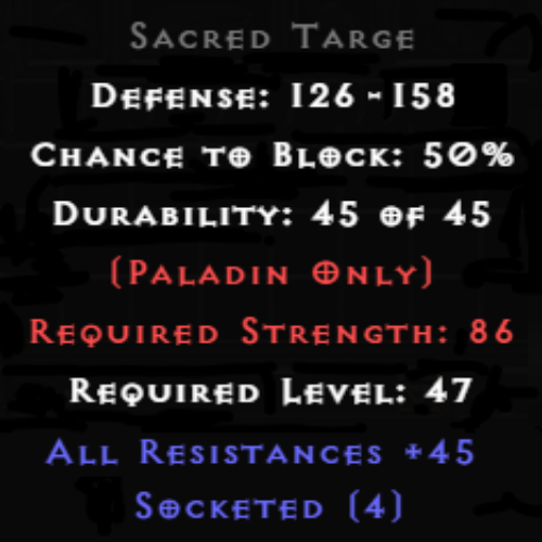 Sacred Targe 4 Sockets 45 All Res