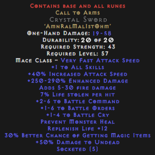 Unmade Call to Arms Crystal Sword