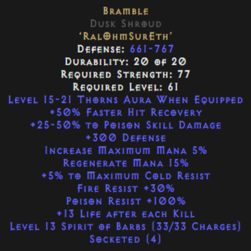 Bramble Dusk Shroud Description