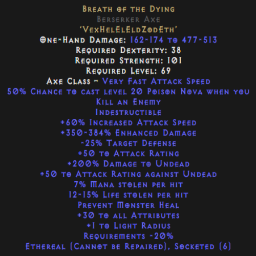 Breath of the Dying Berserker Axe Ethereal 350-384% Description