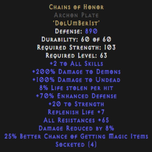 Chains of Honor Archon Plate Description