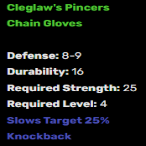Cleglaw's Pincers (Gloves) Description
