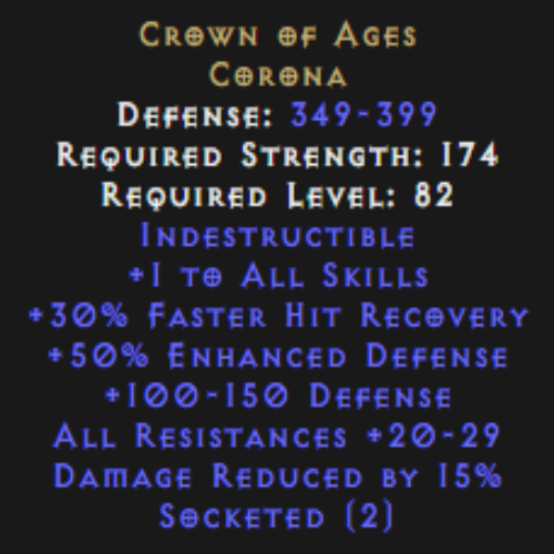 Crown of Ages 2 Sockets 15% DR Description