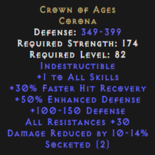 Crown of Ages 2 Sockets 30 All Resist Description