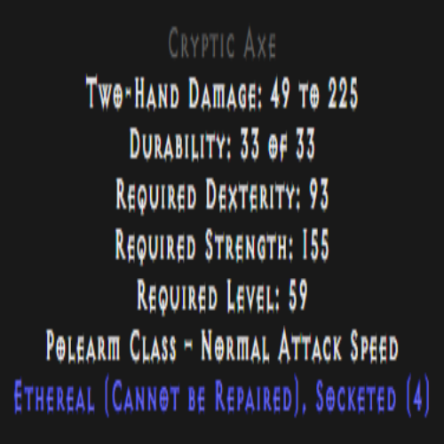 Cryptic Axe Ethereal 4 Sockets Description