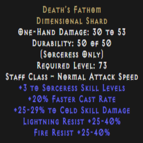 Death’s Fathom 25-29% Cold Dmg Description