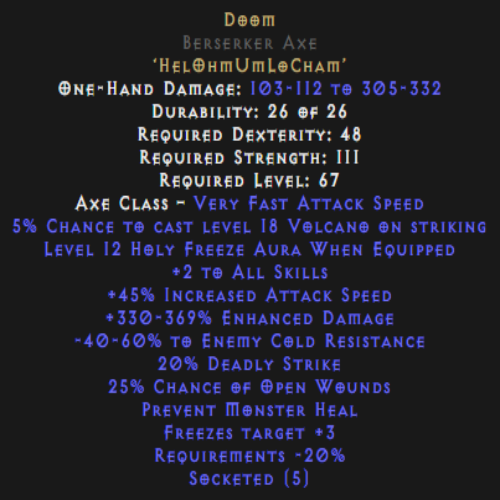 Doom Berserker Axe 330-369% Description