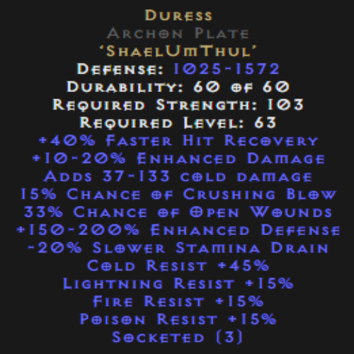 Duress Archon Plate Description