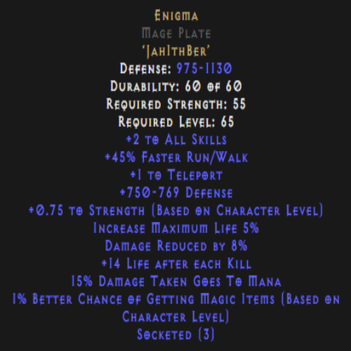Enigma Mage Plate 750-769 Defense Description