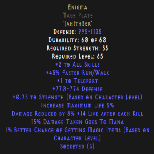 Enigma Mage Plate 770-774 Defense Description