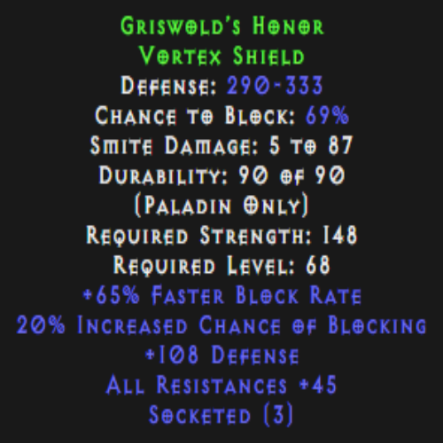 Griswold’s Honor (Shield) Description