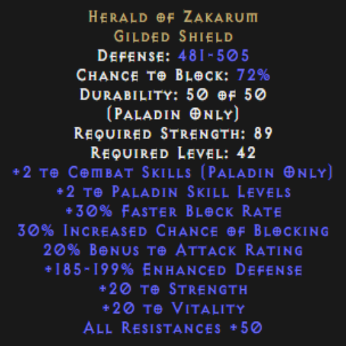 Herald Of Zakarum 185-199% ED Description