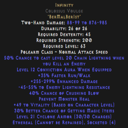 Infinity Colossus Voulge Ethereal 255-299% ED Description