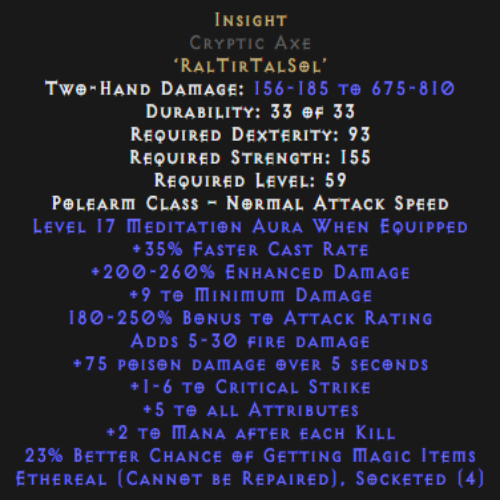 Insight Cryptic Axe Ethereal 17 Aura Description