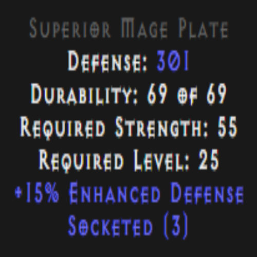 Mage Plate 15% ED 3 Sockets Description