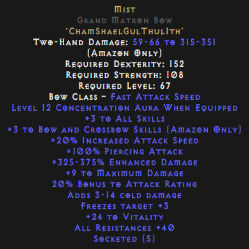 Mist Grand Matron Bow 3 Bow 12 Concentration Description