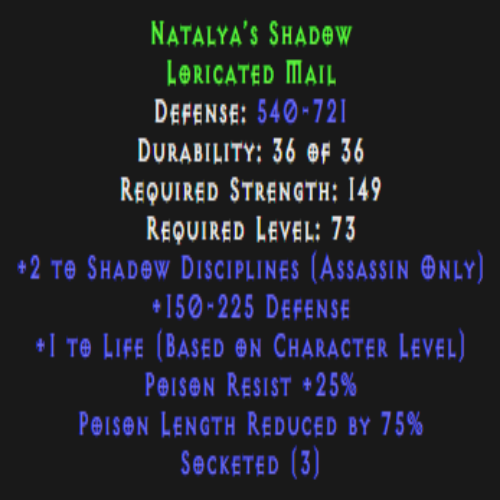 Natalya’s Shadow (Armor) – 3 Sockets Description