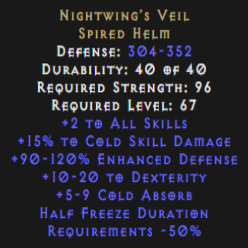 Nightwing’s Veil 15% Cold Dmg Description