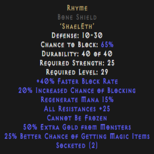 Rhyme Bone Shield Description