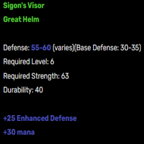 Sigon's Visor (Helmet) Description