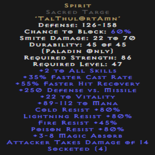 Spirit Sacred Targe 45 All Res 35% FCR
