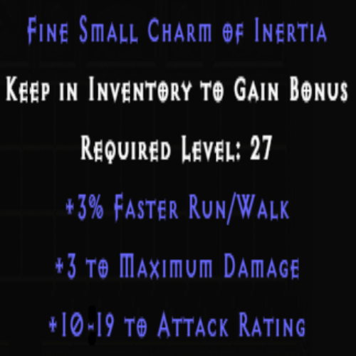 Fine Small Charm of Inertia +3% FRW +3 Maximum Damage +10-19 AR