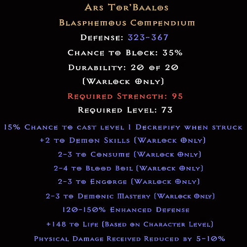 Ars Tor'Baalos item description D2RGEAR