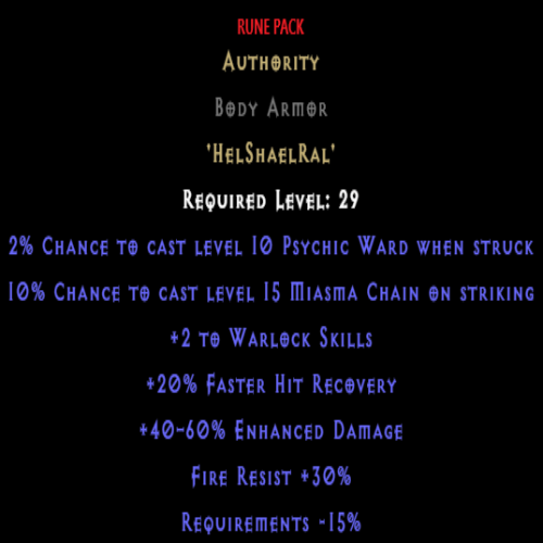 Authority Rune Pack description D2RGEAR