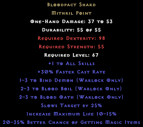 Bloodpact Shard item description D2RGEAR