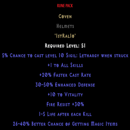 Coven Rune Pack description D2RGEAR