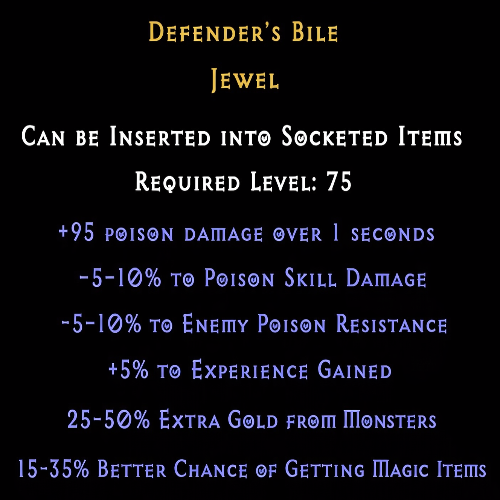 Defender's Bile item description D2RGEAR