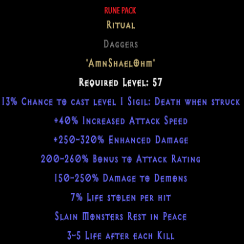 Ritual Rune Pack description D2RGEAR