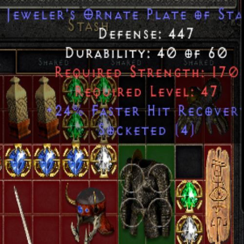 Jeweler's Ornate Plate of Stability 4os 24 FHR 447 Defense 47 LVL REQ