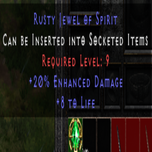 Rusty Jewel of Spirit 20 ED +8 Life 9 LVL REQ (Green) VLLD
