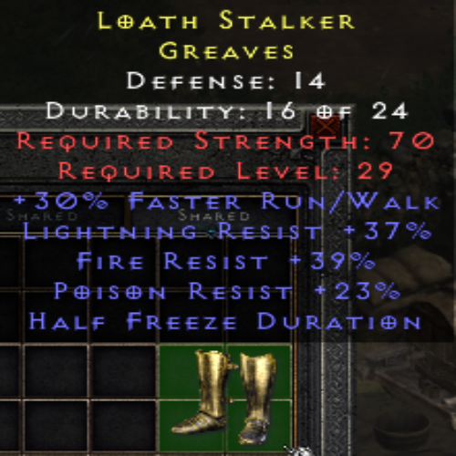 Loath Stalker 30 FRW 37 LR 39 FR 23 PR Half Freeze Duration 29 LVL REQ